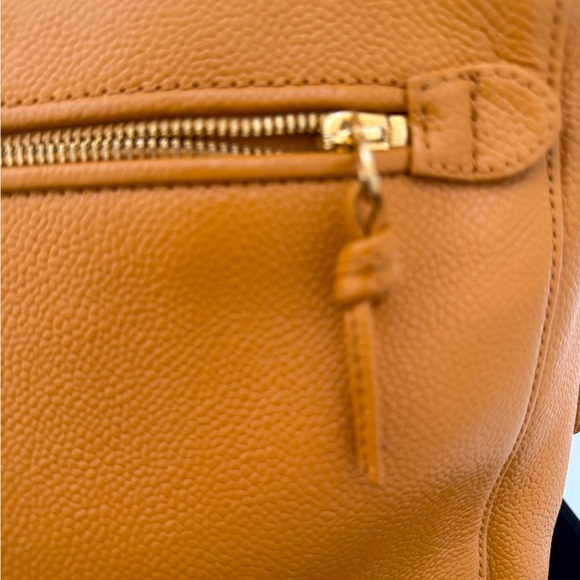 Authentic Chanel Orange Timeless Caviar Dome Zip Tote Shoulder Bag - Picture 7 of 16